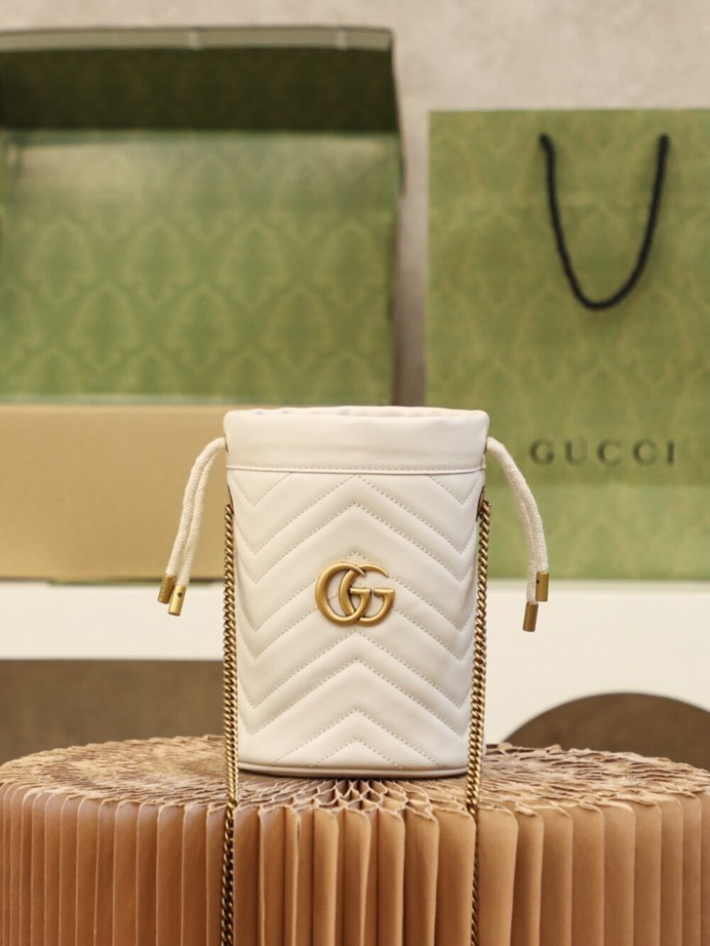 Gucci Cream Crossbody Bag with Gold Accents